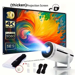 60 Inch 4K Ultra HD 16:9 Portable Projector Screen, Foldable Home Outdoor Camping, Includes Storage Bag and Hanging Rope, Portable Home Cinema