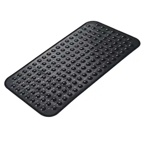 1pc Black Bath Tub Mat, Medium Size 27.6 x 15 Inches Non-Slip Shower Mats with Suction Cups and Drain Holes, Bathtub Mats Bathroom Mats Machine Washable Bath Mat, Massage Bath Rugs, Home Decor