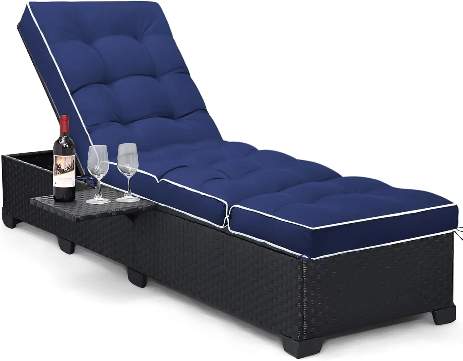 Outdoor Chaise Lounge Chair Cushion, Non-Slip Patio Chaise Lounge Cushions Waterproof for Outdoor Furniture, Thickened Patio Pool Lounger Chair Cushion, 76.4 x 22.8 x 4.7 Inches, Navy