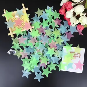 2-Piece Ceiling Glow-in-the-Dark Stars - Glowing Stars and Moon Stickers. Glowing stars and moon stickers for ceilings. Plastic space galaxy decal bedroom wall decoration.