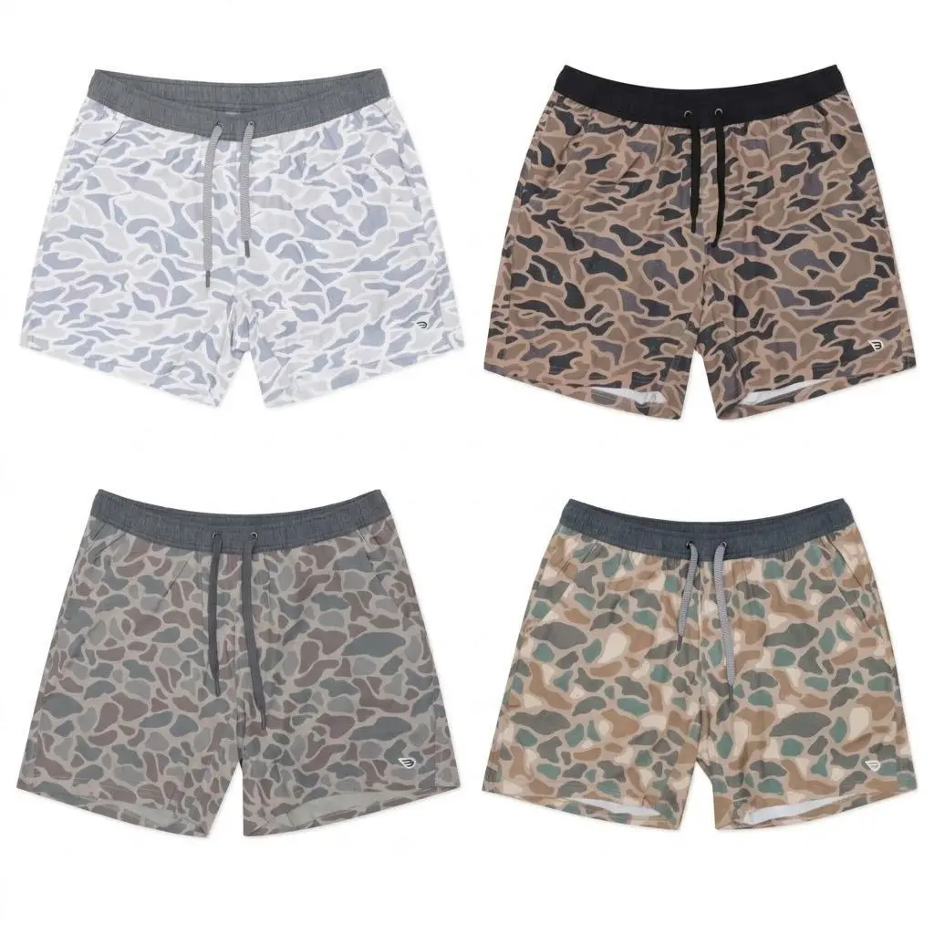 Classic Camo Athletic Shorts for Men, Hunting Style Gym Shorts, Lightweight Running Shorts with Liner, Fitness Gift
