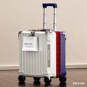 Ambeur Carry-On Luggage18-inch Women's, Stewardess Trolley Case, Business Password Suitcase, Short-trip Travel Luggage for Men, Mini Luggage TSA Locked Hardside  Hardshell Suitcase  with Makeup Bags aluminum  luggage  bag detachable  wheels suitcase  case