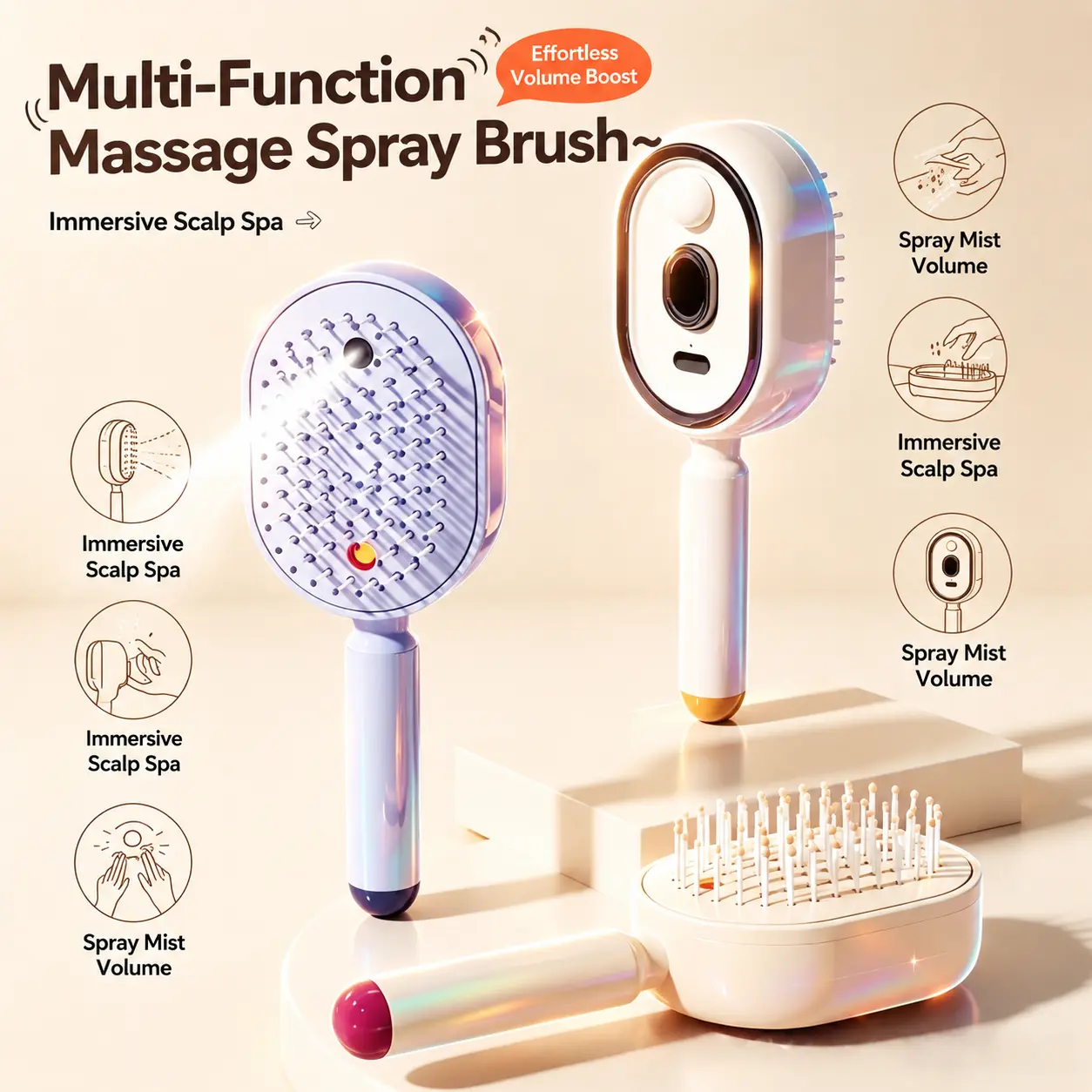 Electric Essential Oil Spray Hair Straightening Comb – Smooths & Helps Straighten Curly, Frizzy Hair, Nourishes Hair & Scalp, Helps Reduce Dandruff, Detangles Hair
