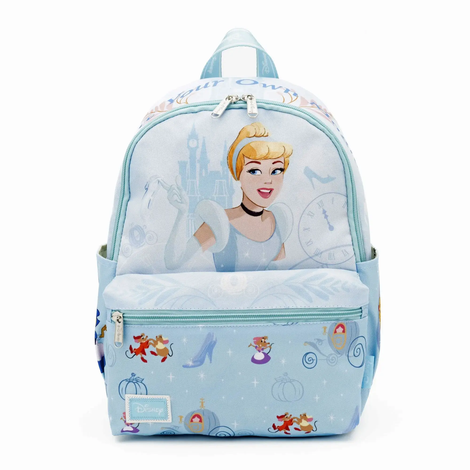 WondaPop Disney Cinderella Animated Character Graphic Backpack, 13-in Nylon Mini Functional Luggage Backpack, Animated Character Graphic Backpacks