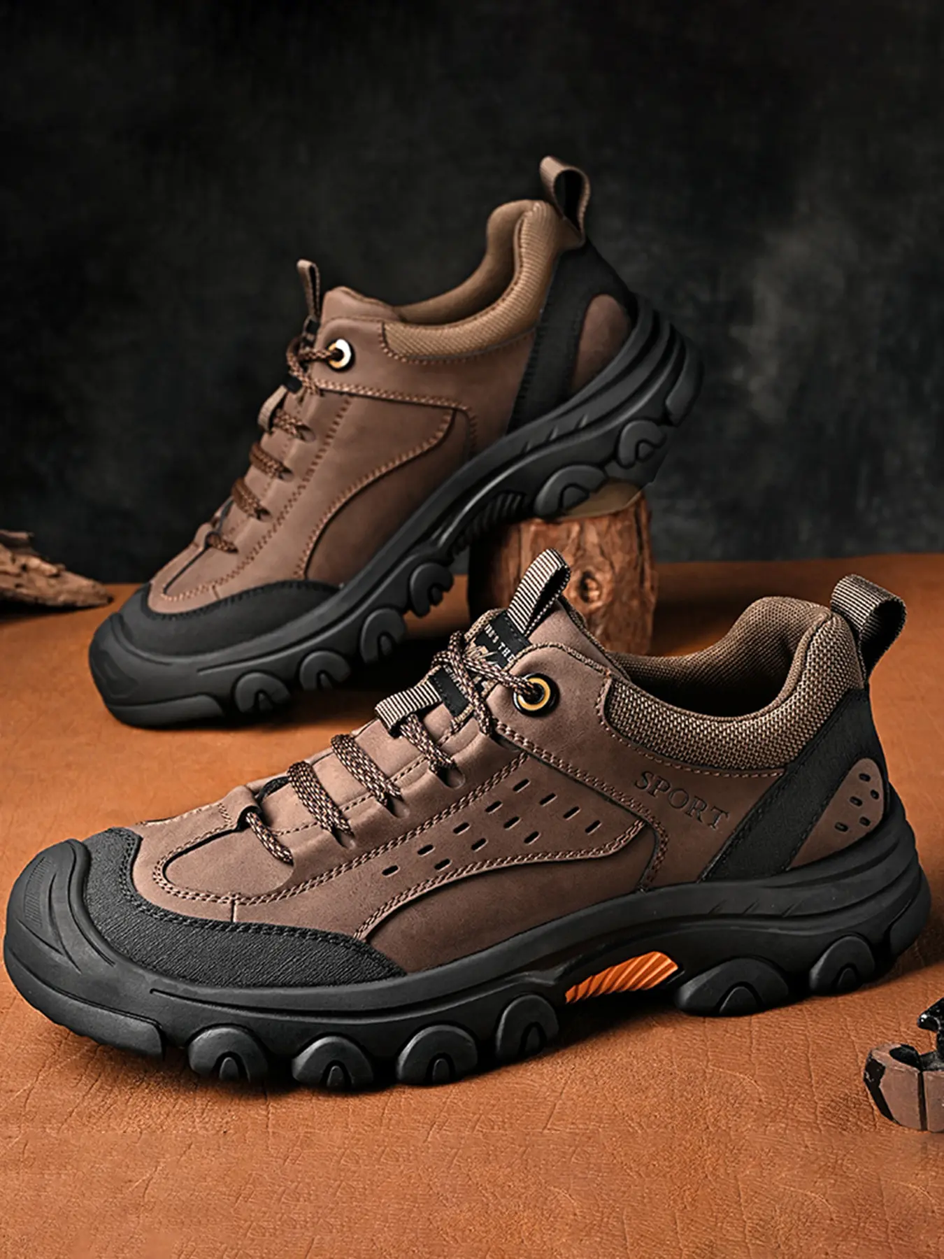 Men's Shoes, Rock Climbing Shoes, All-Season Leather Sport Sneakers, Comfortable Walking & Camping Footwear, Trekking Camping Shoes