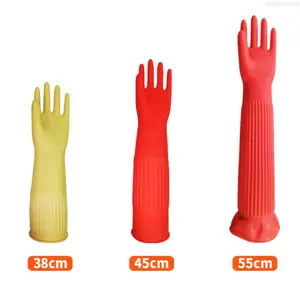 Women's 38cm Extended Cuff Rubber Gloves, Thick Latex, Waterproof, Anti-Slip, Durable for Dishwashing & Laundry, Indoor Recreation Kitchen Cleaning Guard