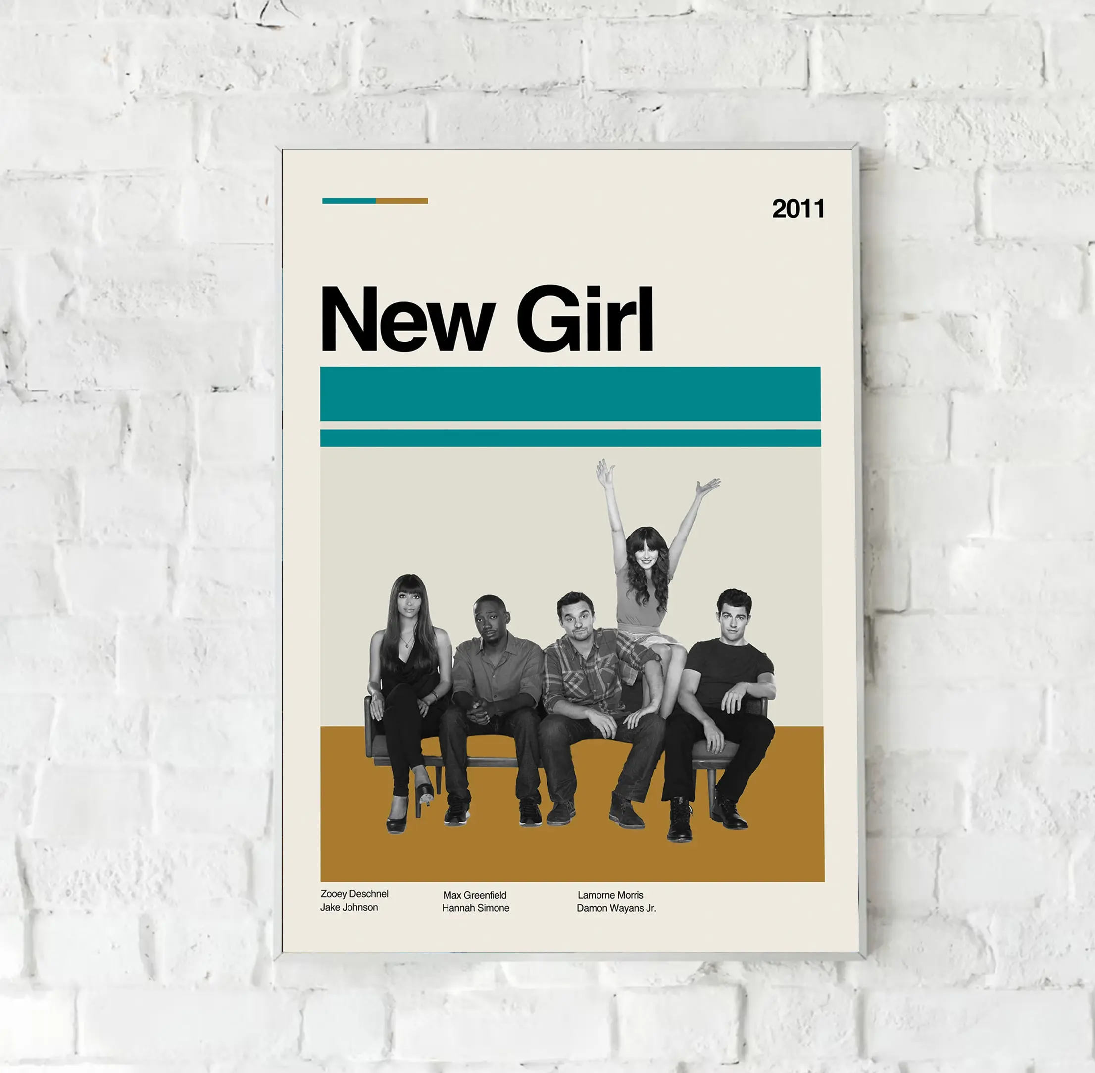 New Girl Tv Sitcom Minimalist Poster Vintage Inspired, New Girl Movie, Jess Day, Nick Miller, Midcentury Modern Style Gift Decor Unframed