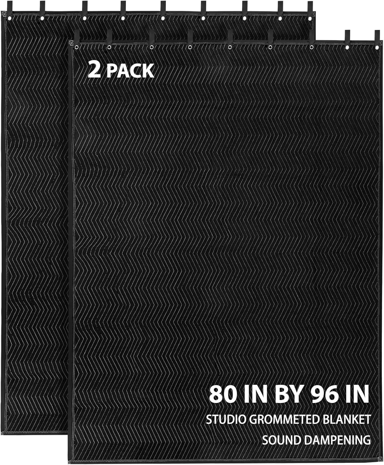 2 count Large Sound Dampening Blanket,96" x 80" Soundproof Blanket with Grommets,850GSM Heavy Duty Studio Sound Absorption Blankets,Acoustic Blanket Noise Reduce for Room,Light Blocker,Moving Blankets