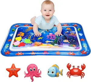 Summer Spring Gift Tummy Time Water Play Mat for Babies, Infant Sensory Activity Toy, Inflatable Baby Water Mat, Tummy Time Pad for Newborn, Water Play Mat for Kids, Strengthen Muscles & Motor Skills 3–24 Months