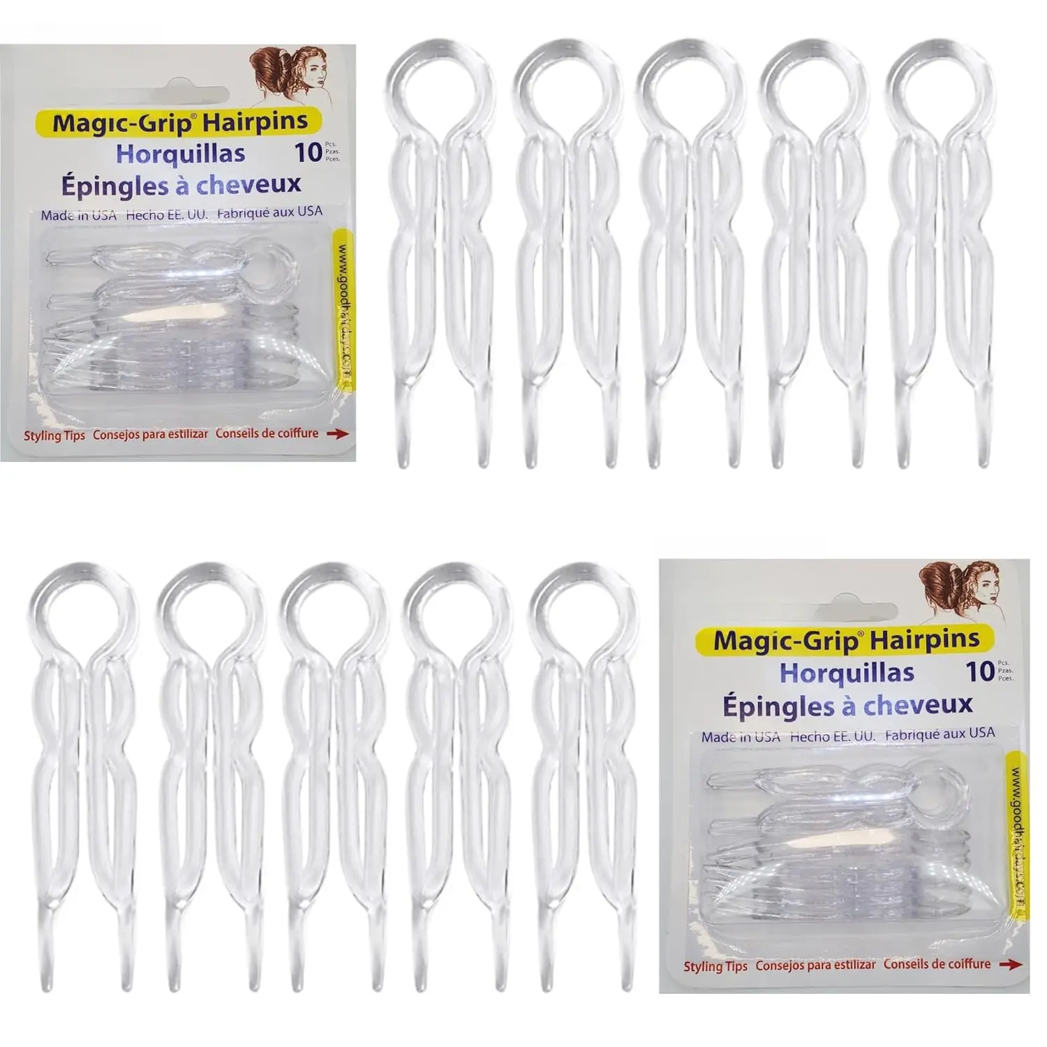 Pins - Plastic, U-shaped Magic Grip pins,  Durable Pins For Fine, Thick & Long ,  Styling Accessories, Set of 20 ()