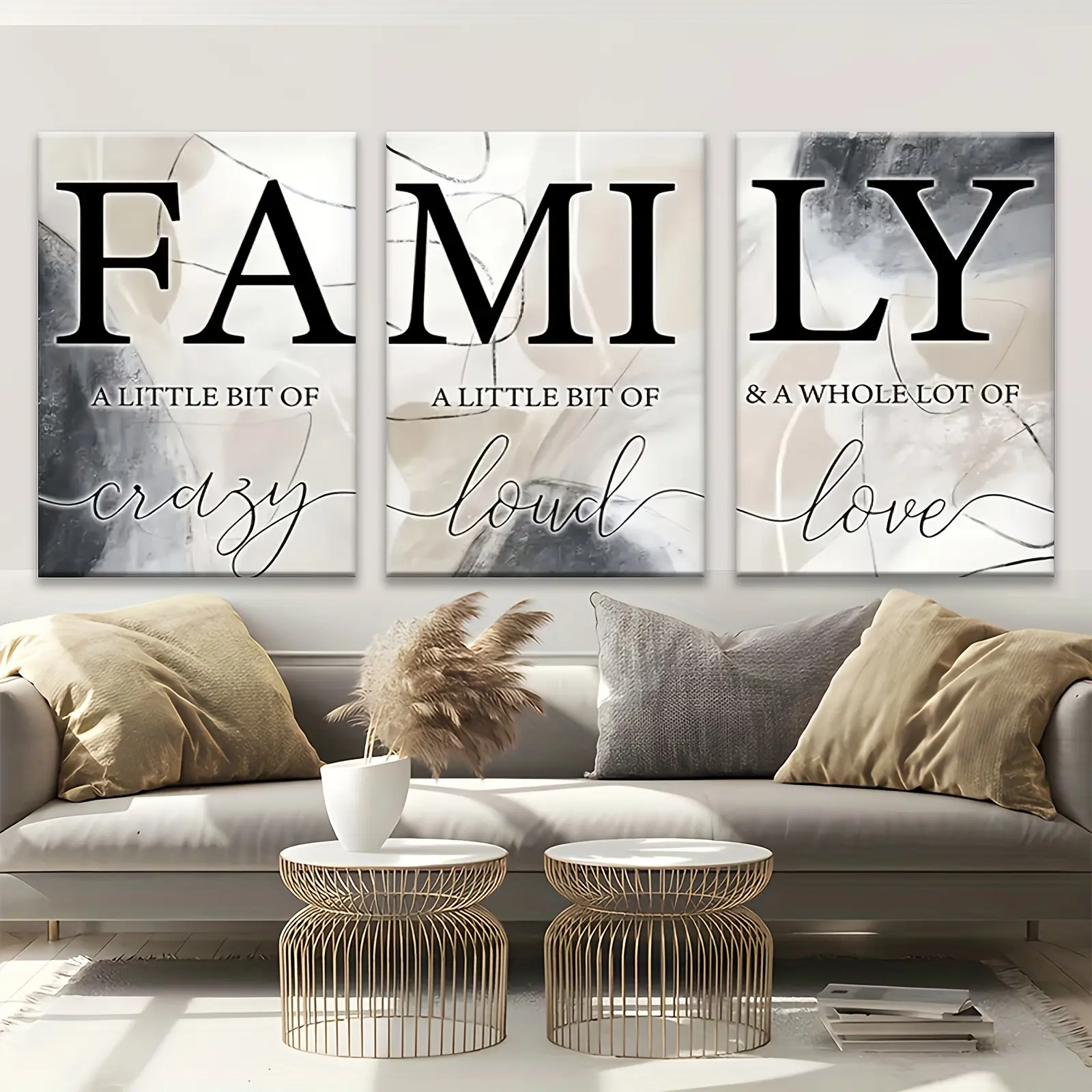 Patterned Pine Wood Frame Wall Art Prints (12x18x0.75in 3-Piece & 16x24x0.75in), Decorative Home Supplies, Modern Home Decor for Living Room, Bedroom
