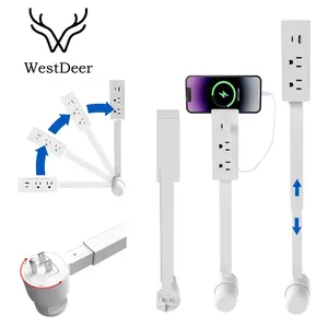WestDeer Outlet Electrical Outlet Extender with USB-A USB-C & 2 AC Outlets Extendable 22-34" Rotatable 180°plug,For kitchens,studies,bedrooms Power Strip,Perfect Gift
