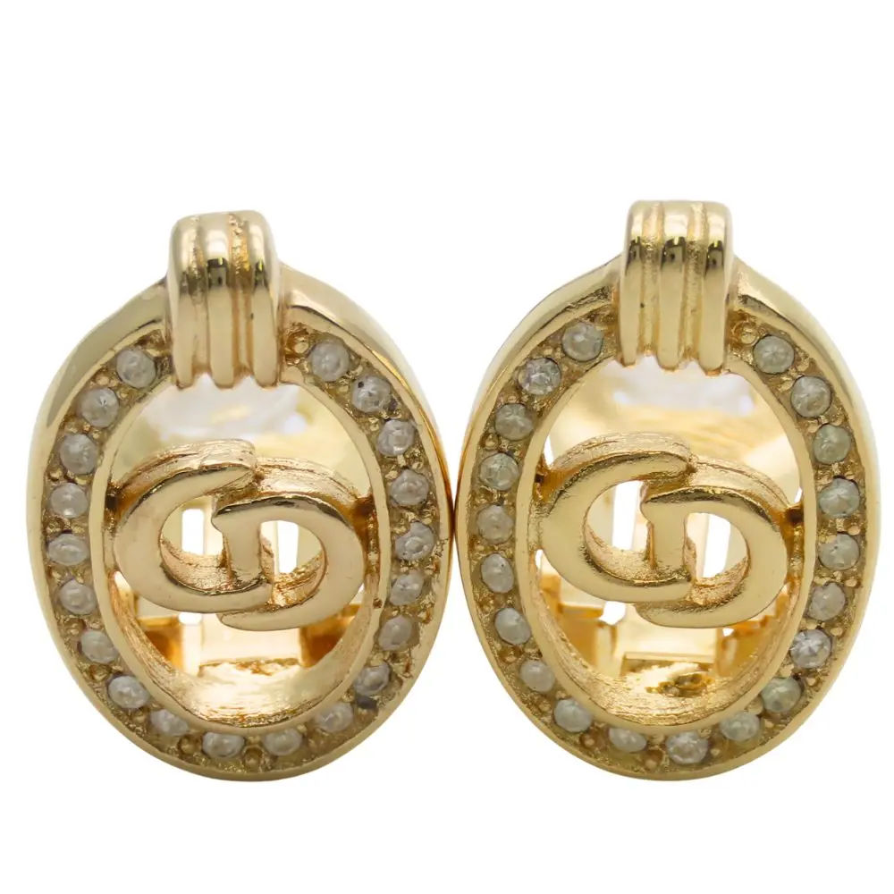 Pre-owned Dior Zinc Alloy Small Leather Goods Christian CD logo Earrings