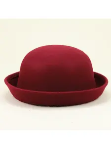 Korean-style versatile dome small hat imitation cashmere hat wool felt small round hat turned-up brim performance hat for men and women autumn and winter trendy hat Fashion Matching Hat
