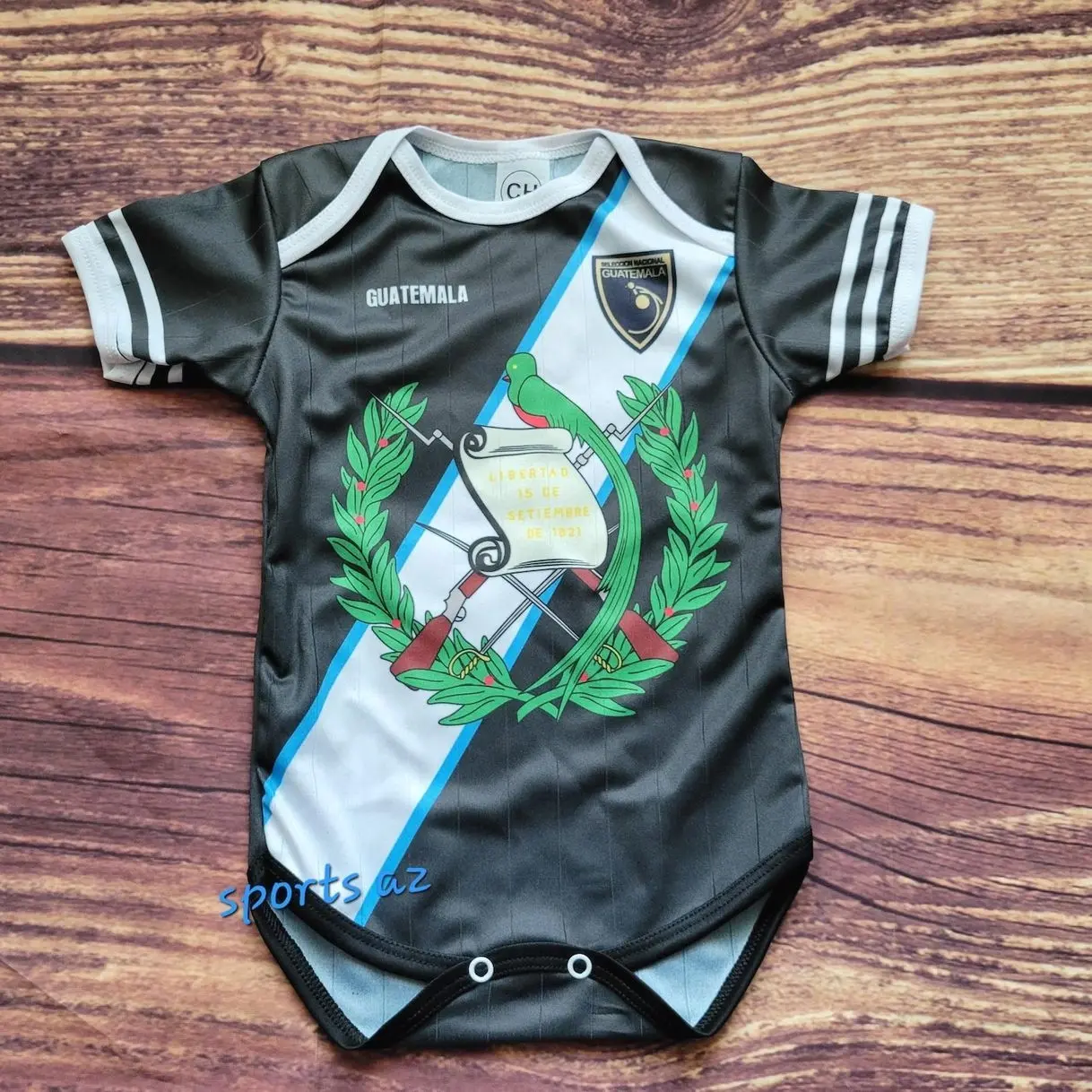 Guatemala Baby Soccer Jersey, Home blue white pañalero, Bebe one piece, baby Bodysuit ZRB