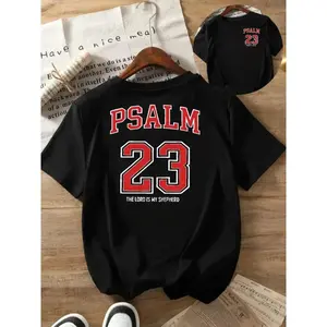 Women'S Light Blue Christian Faith T-Shirt-Front & Back Psalm 23 Scripture Verse Tee - Soft Everyday Church Apparel - Bible Verse Top for Women - Minimalist Religious Clothing, Faithinspired Attire, Classic Round Neck,Comfortable Fit Shirt, Faith Wear