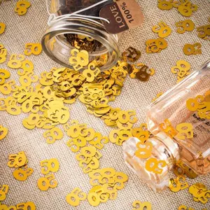 Shimmering 50th Anniversary Confetti, 50th Birthday Celebration Paper Decorations, Wedding 50th Party Tableware, Graduation Celebratory Items