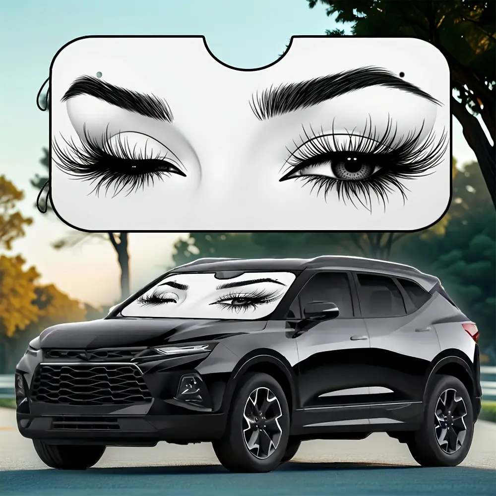 1pc, Women Eyes Wink Automotive Sun Visor, Window Sun Visor, Sexy Long Eyelashes Car Windshield Sun Shade, Automotive Glass Sunshade, Windscreen Shade Cover for Maximum Comfort and Heat Protection