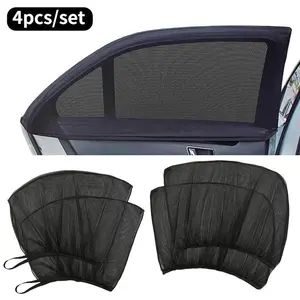 4 Piece Mesh Car Window Sunshade Curtains, Durable Material, Easy Installation & Removal, Suitable for Front Rear Windows, RV Sunshades