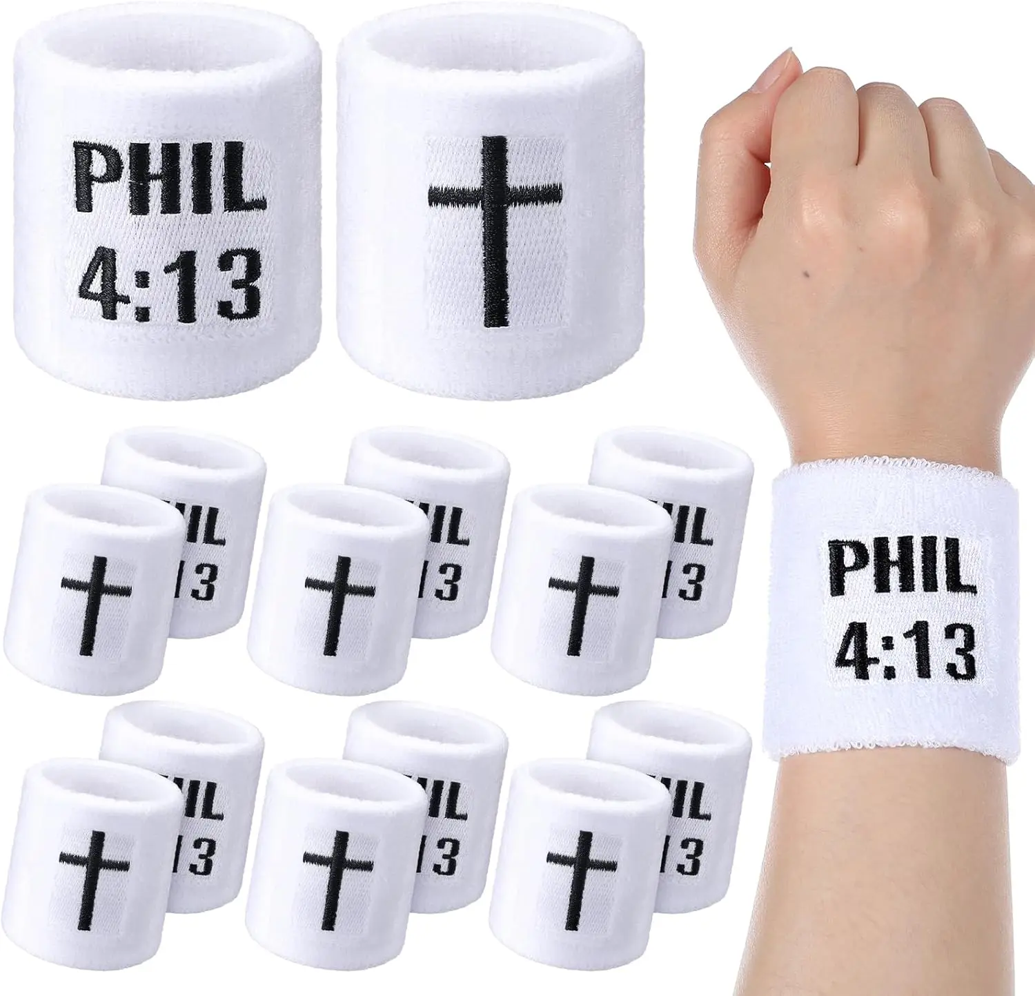 6-Pair Elastic Cross Wristbands - Football Drip Accessories with Cross Symbol & Drip Pattern, Wrist Fit Sweat Bands for Christian Athletes (Football, Basketball, Gym Workouts), Elastic Wristbands