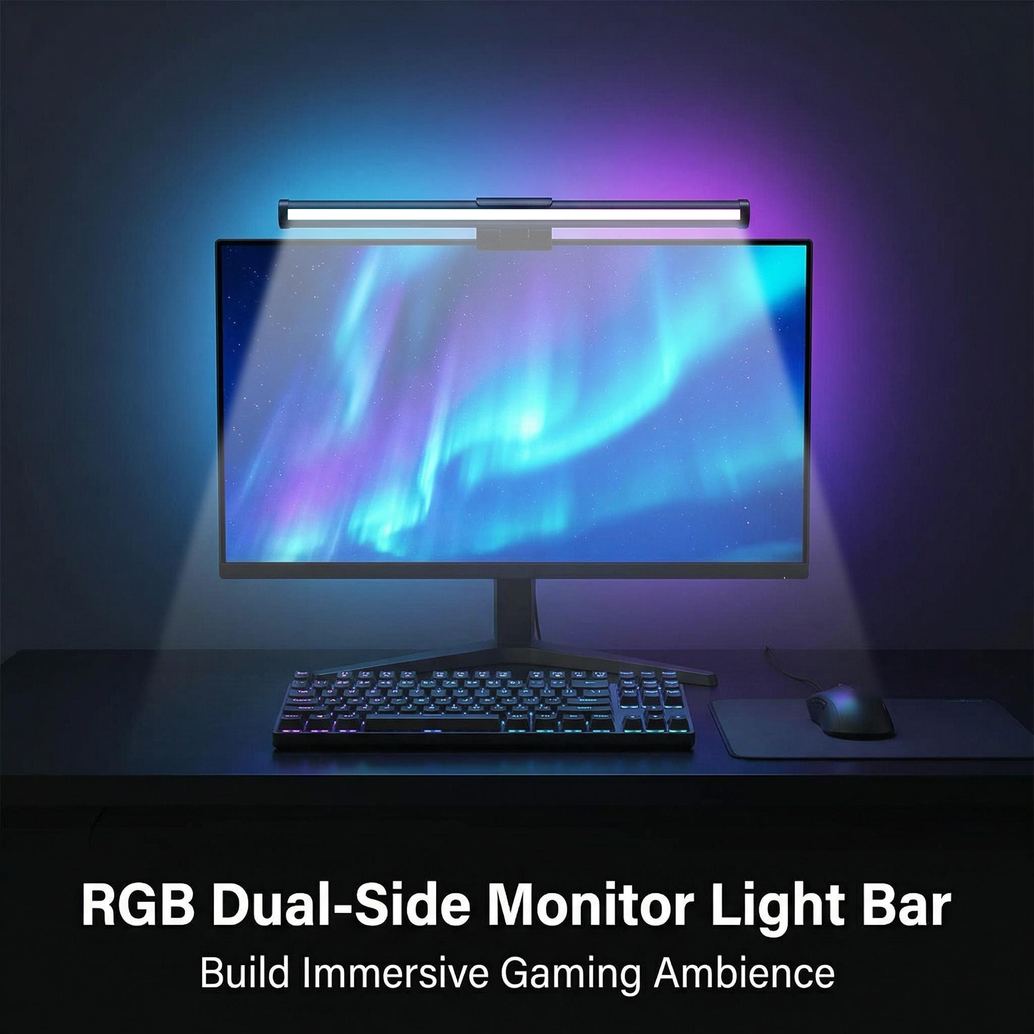 Esports Ambience RGB Monitor Light Bar, 40'' Computer Light with 16 Million Colors Gaming Backlight, 3 CCT & Stepless Dimmable LED Desk Lamp for PC, Eye-Care Screen Lamp for Home Office with Memory Function Esports Ambience RGB Monitor Light Bar, 40'' Computer Light with 16 Million Colors Gaming Backlight, 3 CCT & Stepless Dimmable LED Desk Lamp for PC, Eye-Care Screen Lamp for Home Office with Memory Function