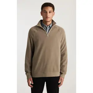 HALF ZIP SWEATSHIRT IN WALNUT