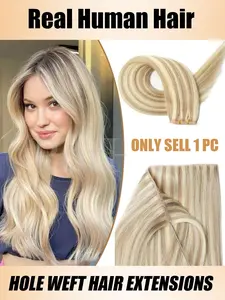 12-20inches Balayge Blonde injected Hole Weft Human Hair Extensions Straight Twin Tab Butterfly Weft Invisible Natural Black Brown Blonde Hole Weft Extensions