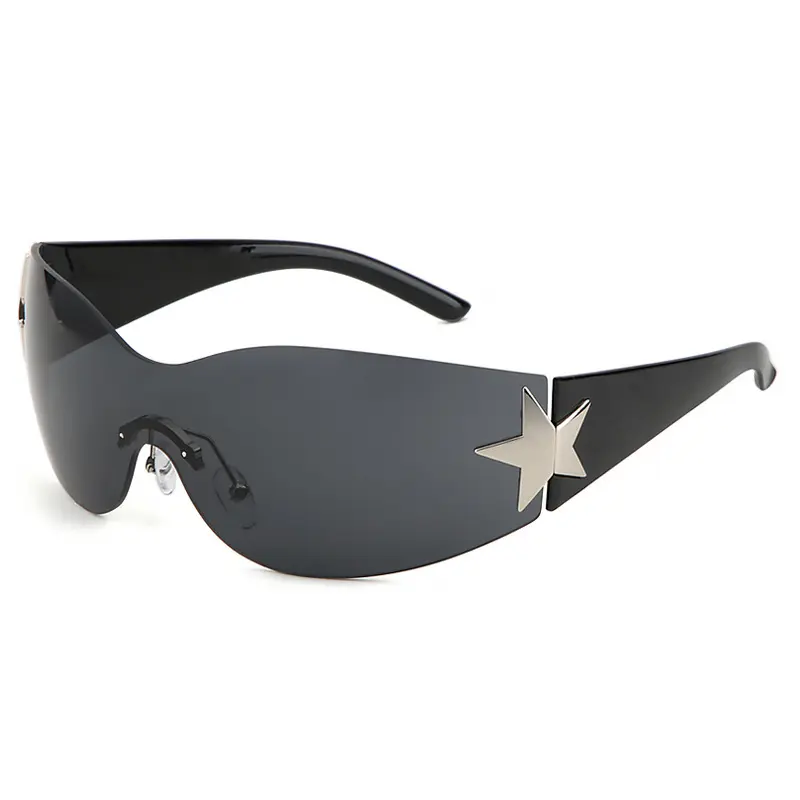 Y2K Shield Sunglasses for Women & Men | Oversized Wrap Around Frameless Sun Glasses | Trendy Retro 2000s Fashion Accessory