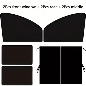 6Pcs Detachable Car Sun Shade Curtains – Magnetic Car Sunshade Curtains, Side Window Shade，Centre curtain，UV Protective Blackout Privacy Window Dividers for Travel, Nap & Camping