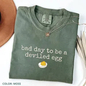 Comfort Colors Bad Day To Be A Deviled Egg T-Shirt, Funny Thanksgiving Comfort Colors Tee, Sarcastic Friendsgiving Food Humor Shirt