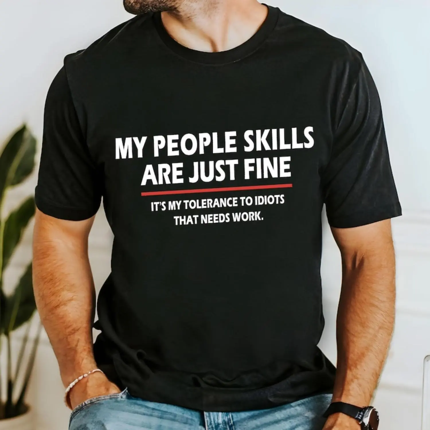 Humorous Sarcastic People Skills T Shirt for Adults Graphic Tee