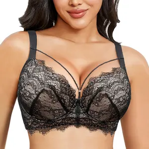 WMBras Sexy Lace Bras for Women Plus Size Push Up Bra Full Coverage Underwire Bra Buttery Soft Deep V Everyday Tshirt Bra
