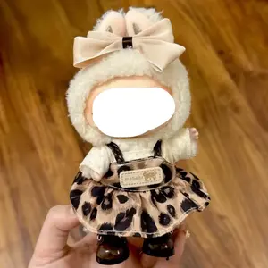 Cheetah Dress Bow Cute Fashionable Labubu Anime Costume Cosplay 17cm Doll Clothes
