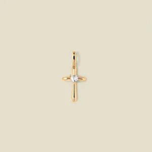 CZ Heart Cross Charm