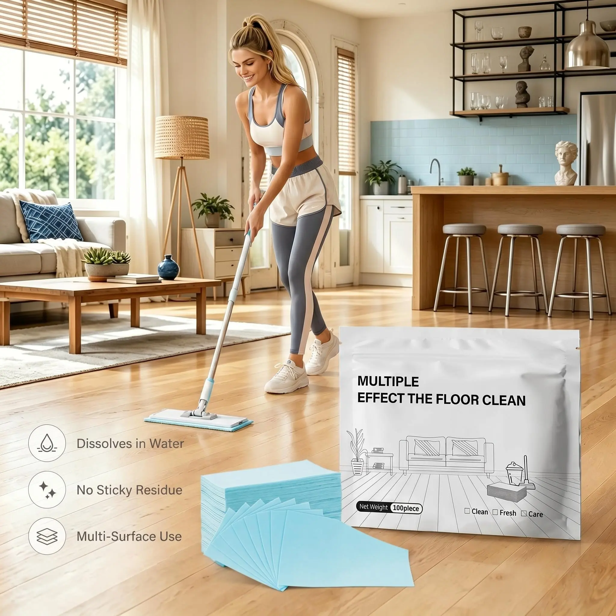 100/200PCS Floor Cleaning Tablets Multi-SurfaceCleaner for Hardwood Laminate Tile & RV WallsAntibacterial Deodorization Maintenance