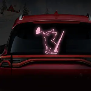 1Pcs High-Strength Reflective Cat and Butterfly Car Wiper Sticker, Fun Swinging Tail Decal for SUV/Truck Rear Window, Cute Animal Car Exterior Decoration Gift