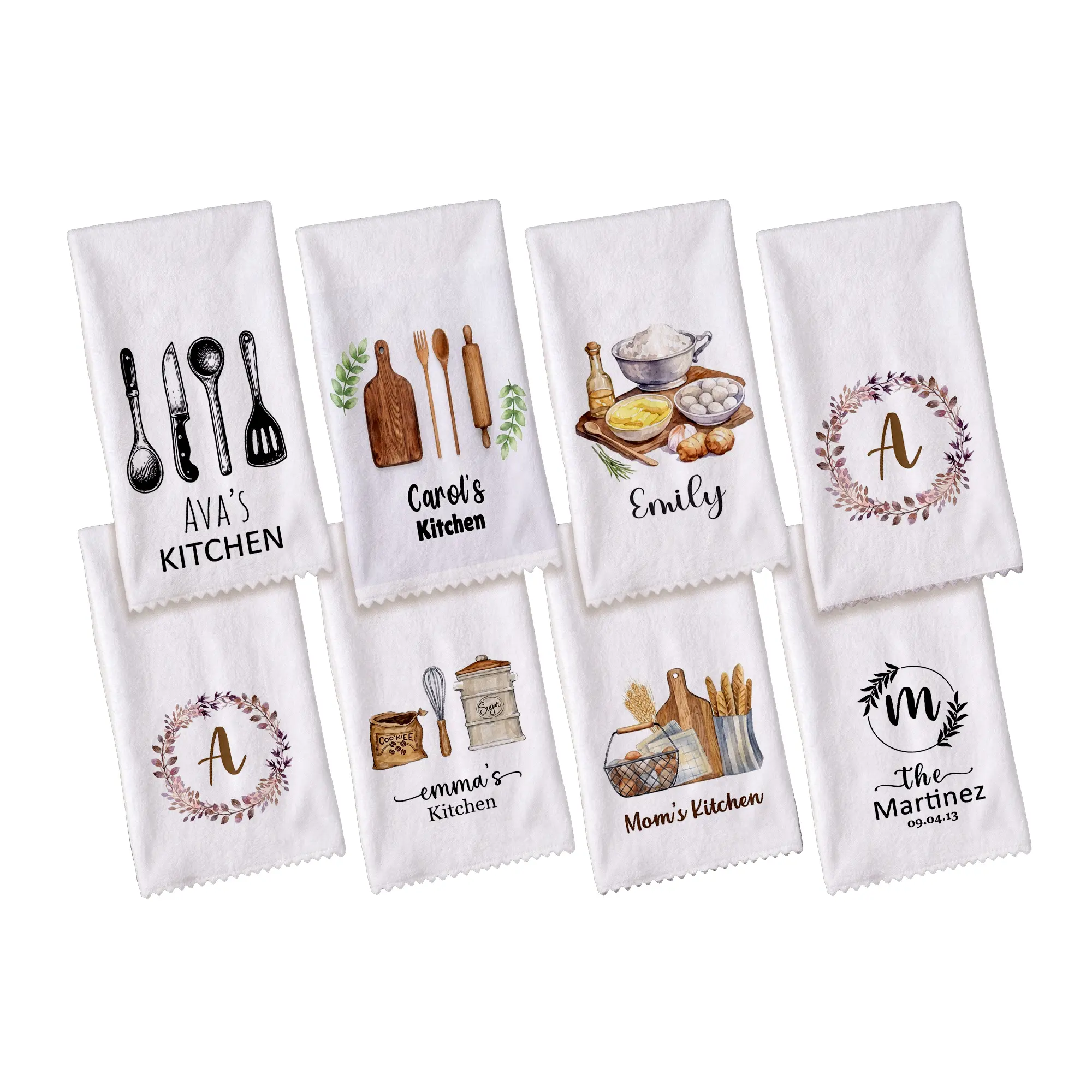 16"x24" Personalized Microfiber Kitchen Towels Custom Monogrammed Towels for Kitchen - Decorative Dish Towels - Kitchen Hand Towel Cleaning, Microfiber Towel, Quick Dry