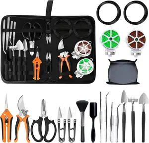 Bonsai Tools Set, 20 Pcs Gardening Succulent Tree Indoor Beginner Tool Kit, Include 262 Feet Bonsai Wire, 29.5"x29.5" Plant Repotting Mat, Leather Bag, Bonsai Scissors, Pruning Shears, Gifts for Women