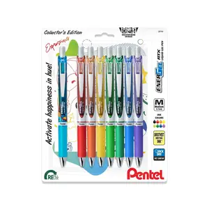 EnerGel Expressions, Liquid Gel Pens, Happiness Pack, (0.7mm) Medium Line, Assorted Ink, 8-Pk 