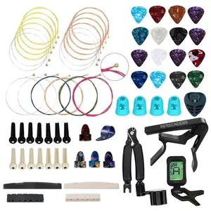66PCS Guitar Accessories Kit, Acoustic Guitar Changing Tool, Including Acoustic Strings, Guitar Picks, Capo, String Winder&Cutter, Tuner, Guitar Bones,for Guitar Players and Guitar Beginners