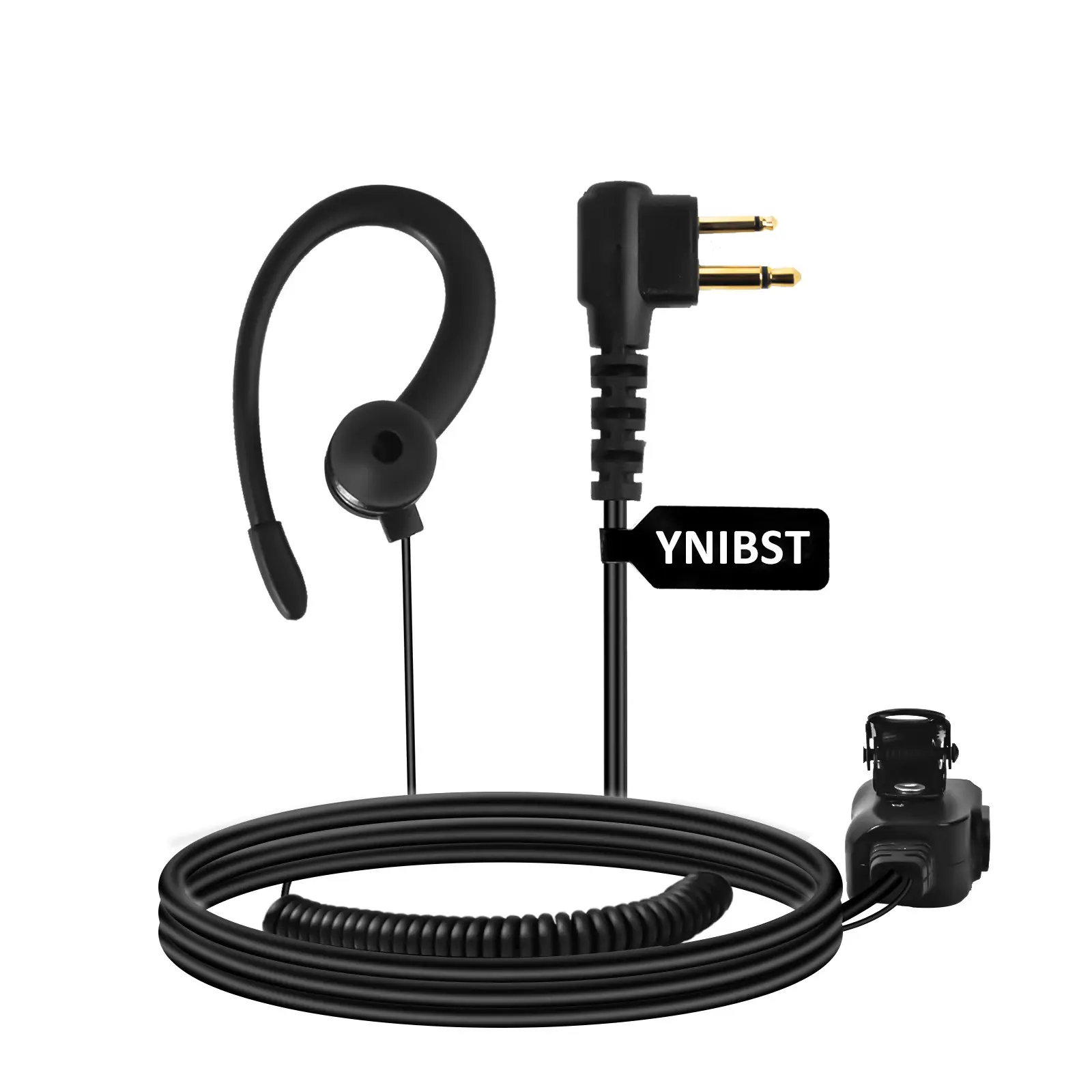 YNIBST All Black Walkie Talkie Earpiece with Microphone PTT In-Ear Headset FBI Style for Motorola 2-Pin  Radios CP200D CP200 CP185 CP100D CLS1410 CLS1110 BPR40 BPR40D RMU2040 Radio Compatible with Police Security and Law Enforcement Use Headphone Earbuds