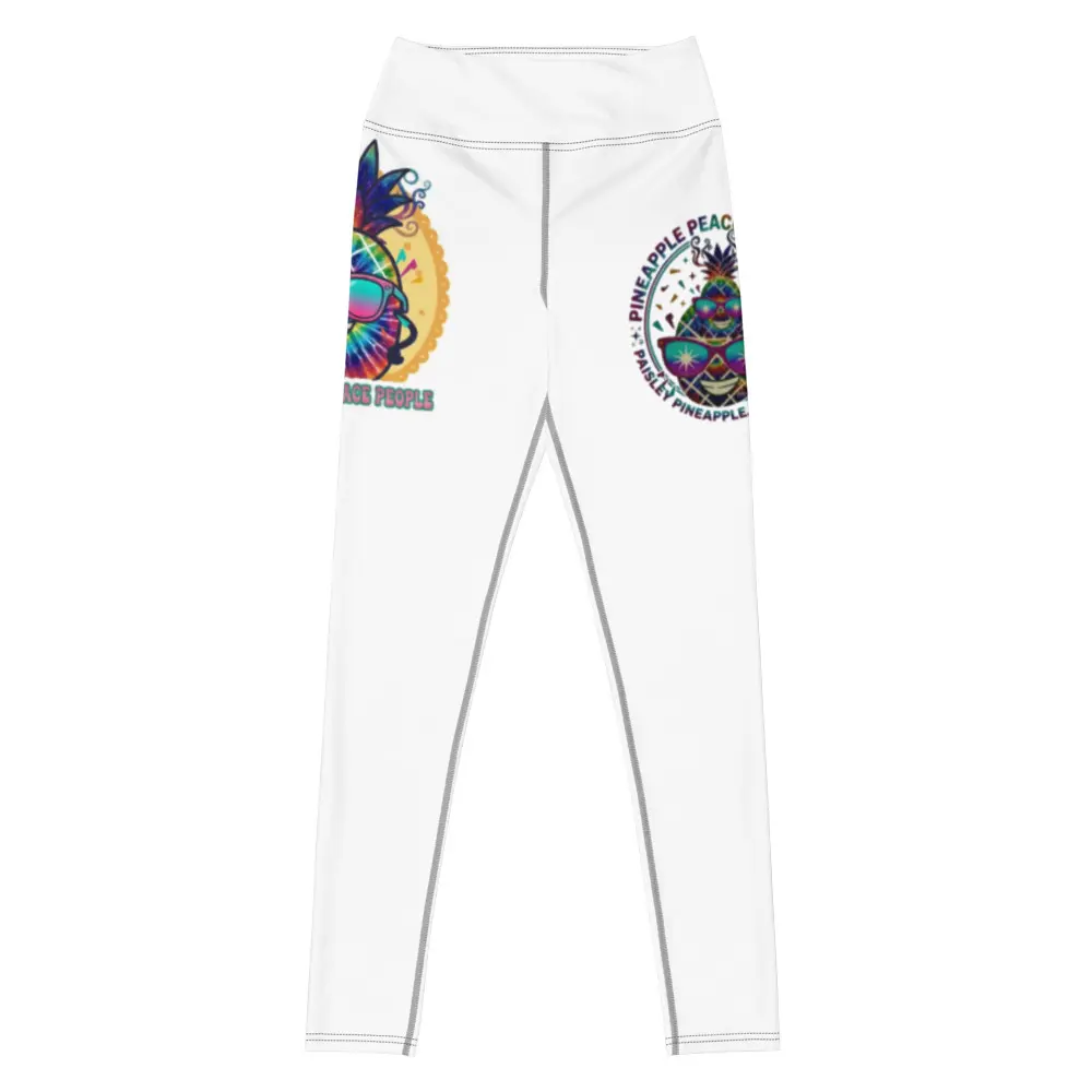 2026 Paisley Pineapple Yoga Leggings - UPF 50+, UV-Protective Sports Bottoms for Yoga Workouts, Gym Sessions, Workout Wear, S, Sporty Chic, Standard Sizes, Full-Length, Recycled Poly, Raised Waist, Microfiber Yarn, All-Over Print, Coverstitch, Custom Logo