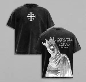 valentine shirts Baldwin IV The Leper King T-Shirt, Tank Top & Hoodie Washed Crusader King of Jerusalem Tee, Jerusalem Cross Medieval Christian Shirt, Vintage Washed Gothic Faith Streetwear - Jesus Apparel - Christian Outfit