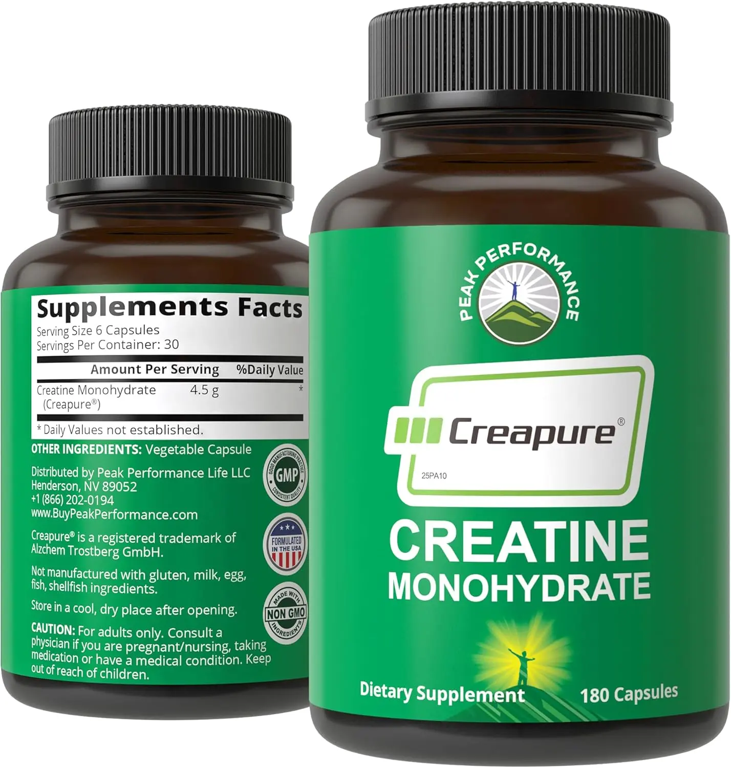 Peak Performance Creapure Creatine Monohydrate, 180 Capsules Peak Performance Creapure Creatine Monohydrate, 180 Capsules