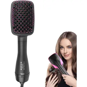 2 in 1 Multifunctional Anion Hair Dryer Brush, Negative Ion Hair Dryer Brush, Hot Air Brush, Fast Drying Hair Styling Tool, Straightener, Hair Styling Tool for Women, Blow Dryer Brush for Home & Salon Use