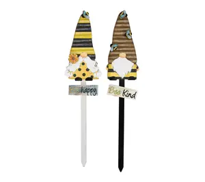 Northlight Bee Gnomes Wooden Garden Stakes - 24" - Set of 2