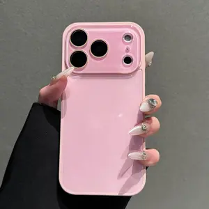 【Silky Skin-Like Touch】phone case Candy Macaron Series – Skin-Feel Crystal Clear Case for iPhone 17, 16, 15, 14, 13 Pro Max – Soft TPU Bumper + Hard PC Back – Full Lens Coverage – Cute, Minimalist, Pink & White Silky Smooth Pastel Cover