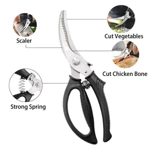 Dobeli Multifunctional 3CR14 Power Chicken Bone Scissor Household Kitchen Vegetable Dissect Fish Maw Scaler Food Cutting Tool