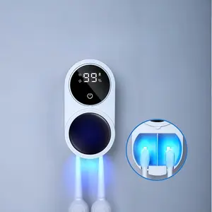 USB rechargeable toothbrush sterilizer | Wall-mounted toothbrush holder, with 2 brush grooves, automatic induction, plastic material, bathroom decoration, household products