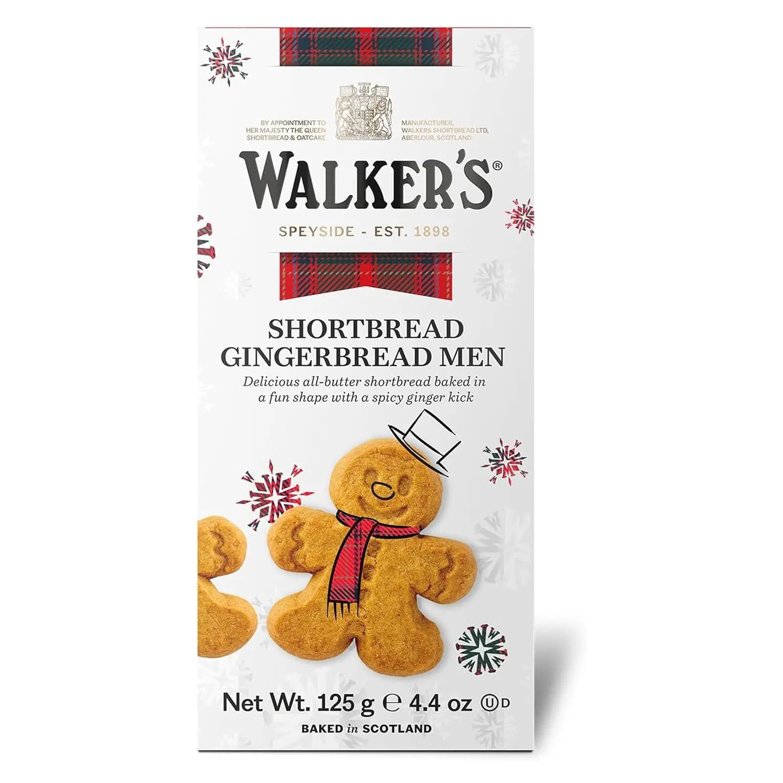 Walker’s Festive Shortbread Gingerbread Men - 4.4 oz Shortbread Cookie Box - Includes All-Butter Gingerbread Man Cookies